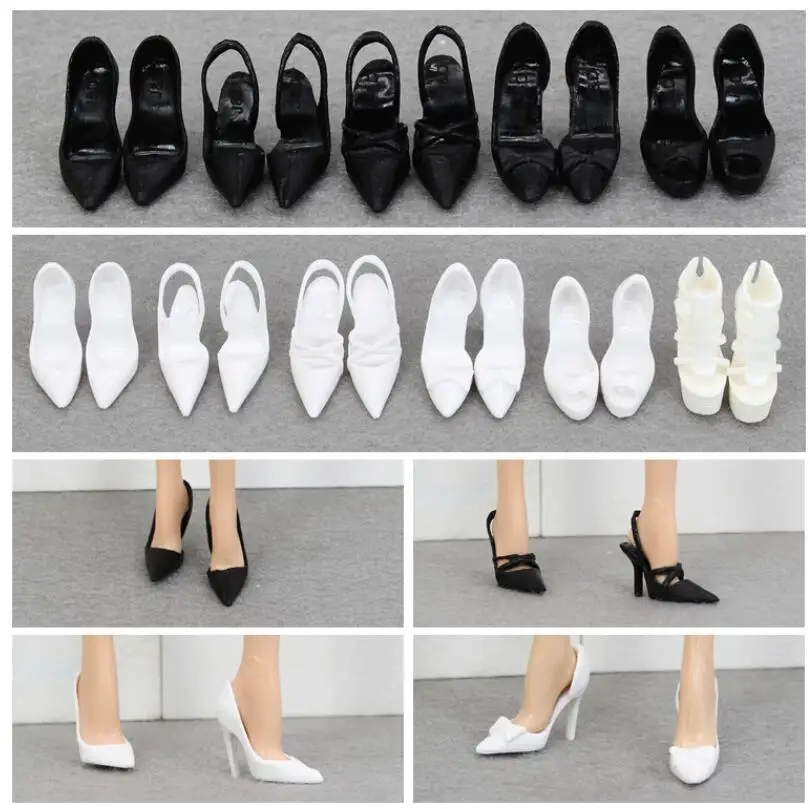стоп-моушън обувки красиви обувки модерен черно-бели обувки, обувки на висок ток за вашата колекция кукли Барби BBI988