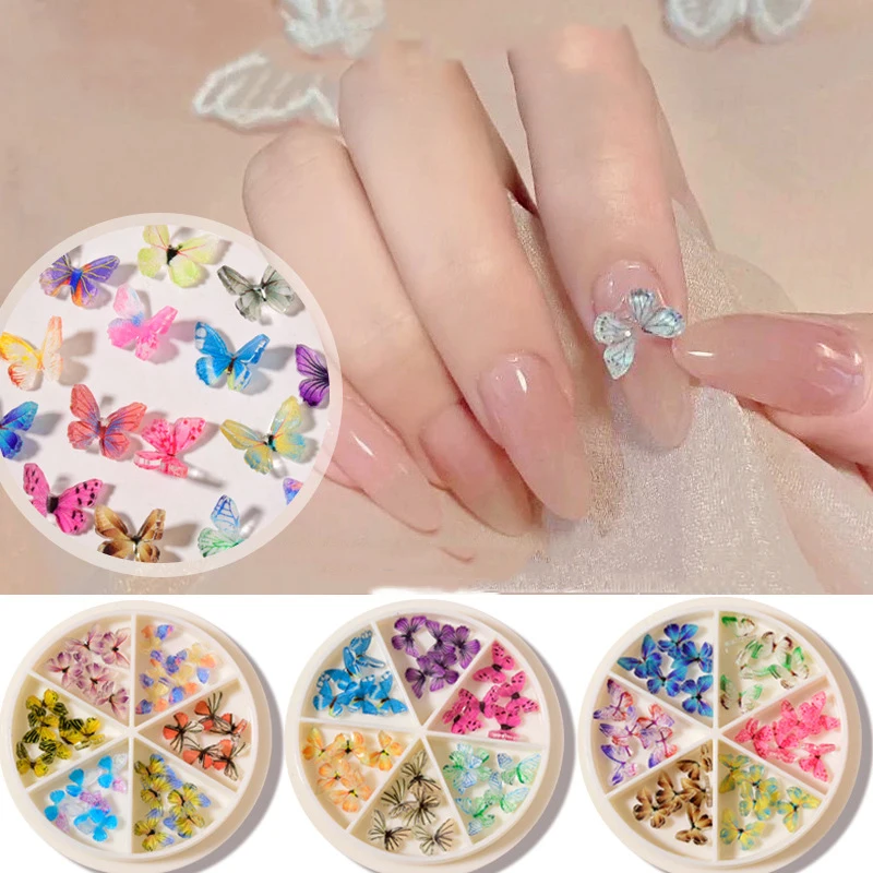 Триизмерен Дизайн ноктите да се Смесват и мач Многоцветни мини-пирони с пеперуди, Малки Пеперуди, Готови декорации от 6 етажа кутии 1