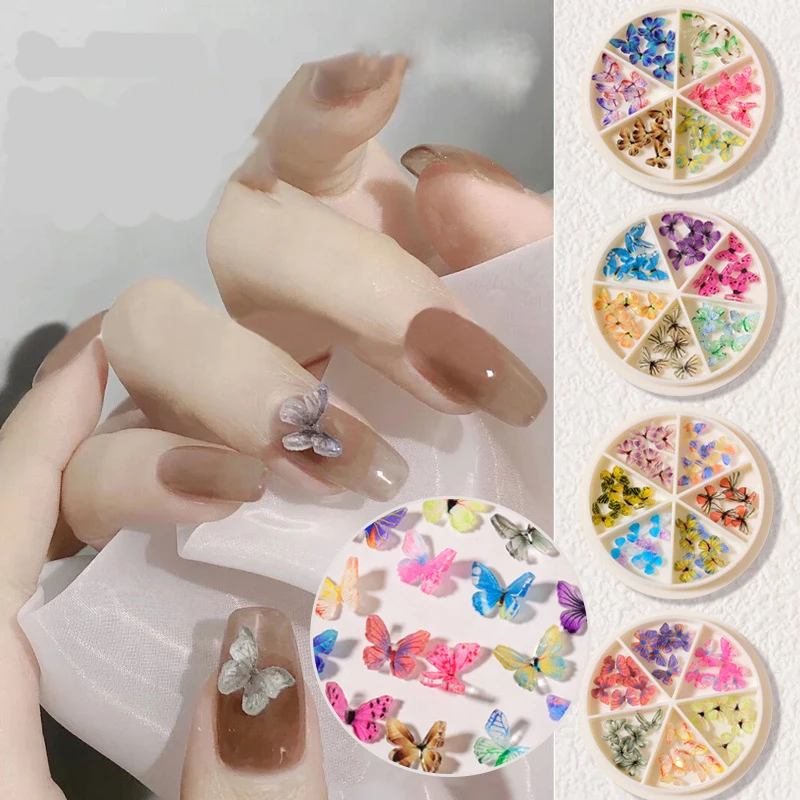 Триизмерен Дизайн ноктите да се Смесват и мач Многоцветни мини-пирони с пеперуди, Малки Пеперуди, Готови декорации от 6 етажа кутии 4