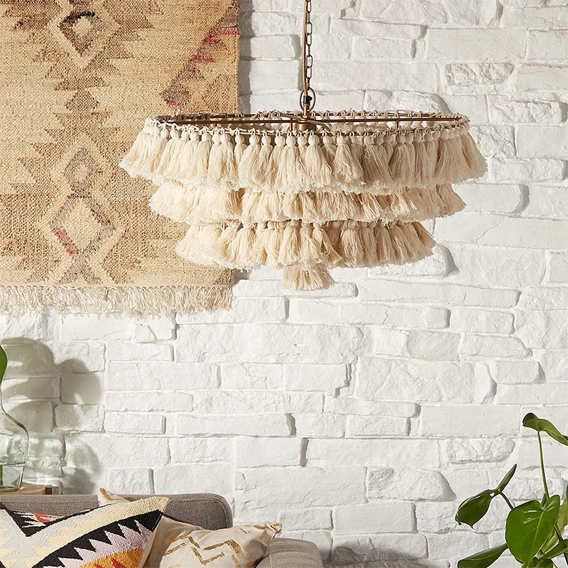Фела Пискюл Полилей реколта бохемската полилей модел дома си стая лампа дизайнер на творческата личност тъкани окачен лампа