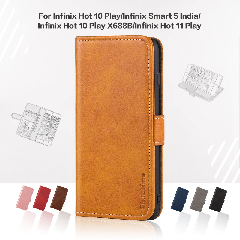 Флип-надолу капачката, За да Infinix Hot Play 10 X688B Луксозен Кожен Калъф с Магнит, една Чанта-портфейл За Infinix Smart 5, Калъф За телефон в Индия
