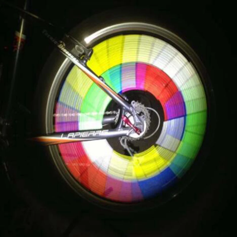 Цветни светлоотразителни спици украса на велосипедни спици пътен планински велосипед стоманена жично скоба предупредителни ленти обзавеждане за сигурност, конна езда 3