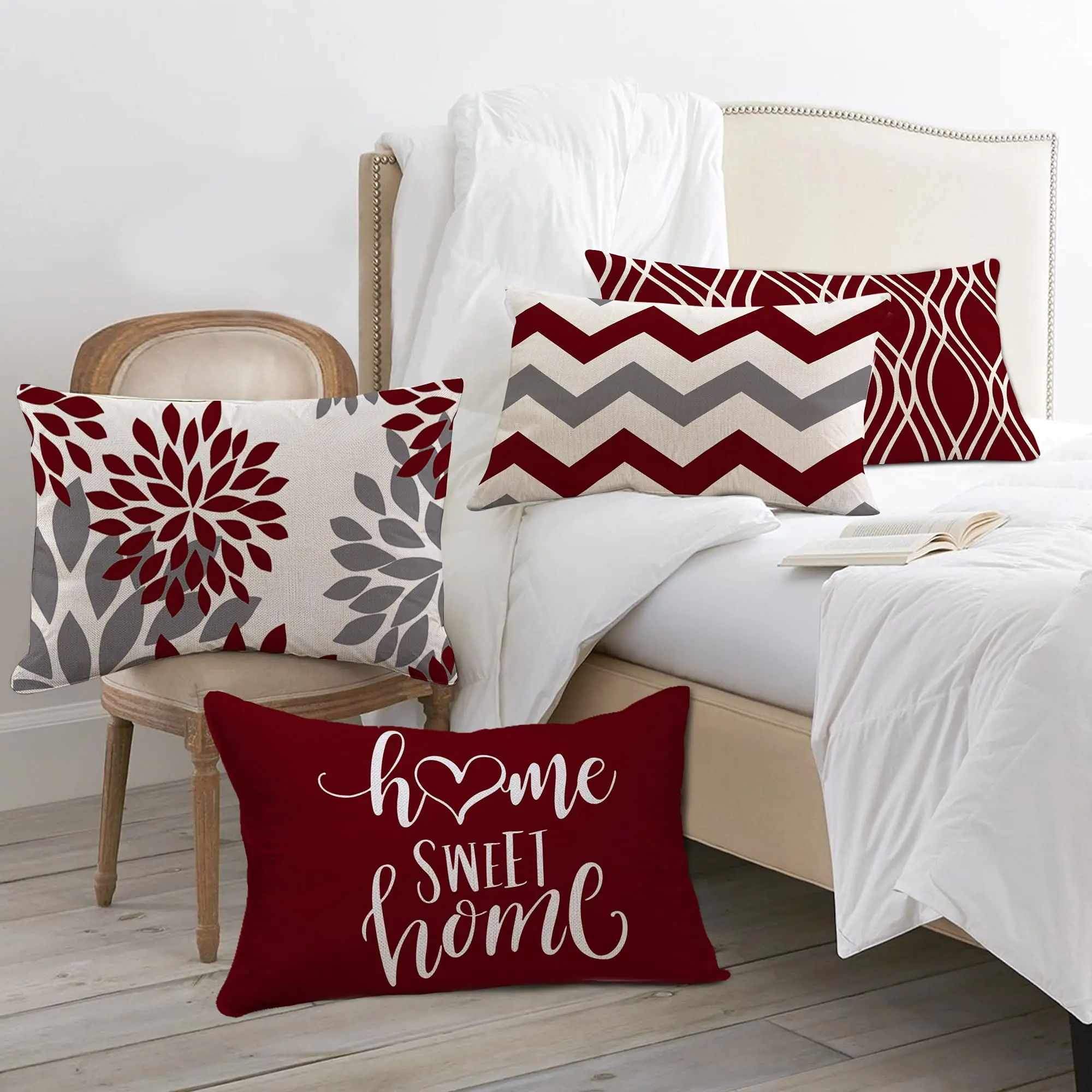 Червена бяла геометрична бельо калъфка калъф за диванной възглавници, украса на дома могат да бъдат персонализирани за вас 30x50 40x60 2