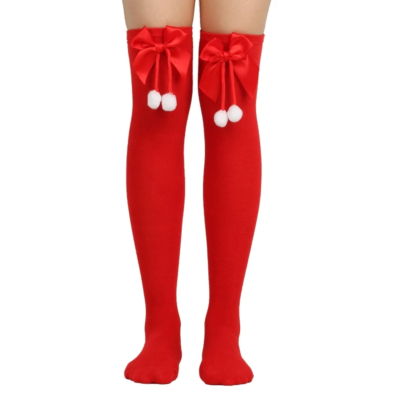Шарени Чорапи За Жени Над Коляното Дълги Чорапи Коледни Зелени Червени Дълги Чорапи с Лък Дамски Чорапи За Краката 2