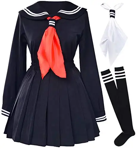 Японската училищна униформа за момичета училищен клас тъмно синьо училищни униформи моряк Адски Момиче Энма ай Аниме Cosplay костюм за момичета с Чорапи 2